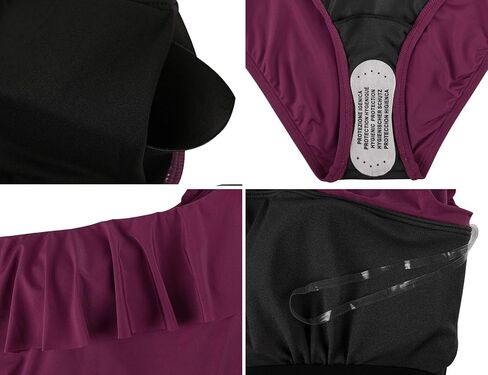 Women's One-Piece Swimsuit with Ruffle Shoulder & Ruched Tummy Control - Asymmetric Single Strap Design in Saudi Arabia