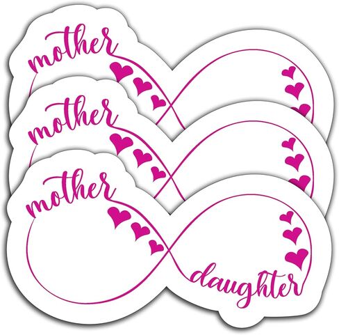 (3Pcs) Mother Daughter Infinity Heart Stickers – Mom and Daughter Love Sticker, Mothers Day Gift for Mom Mama, Waterproof Vinyl Decals for Laptop Water Bottle Journal Scrapbook Helmet, 3" x 2.7" in Saudi Arabia