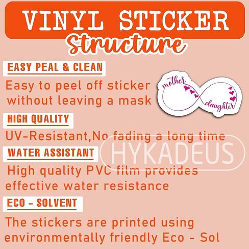 (3Pcs) Mother Daughter Infinity Heart Stickers – Mom and Daughter Love Sticker, Mothers Day Gift for Mom Mama, Waterproof Vinyl Decals for Laptop Water Bottle Journal Scrapbook Helmet, 3" x 2.7" in Saudi Arabia