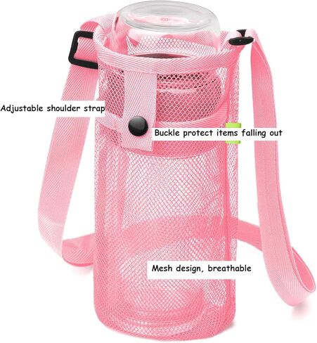 Water Bottle Holder with Adjustable Shoulder Strap Carrier Mesh Water Bottle Bag for Walking Sports Hiking in Saudi Arabia