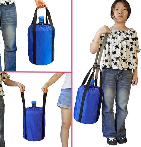 5 Gallon Water Bottle Glass Corboy Carrier Bag with Handle,1 Shoudle Straps,Jug Carrier Easy Carrying,Single Handheld or 1 shoulder,Dual-Person Lift,Dust Cover Fits Standard 5 Gal Jugs,Blue in Saudi Arabia