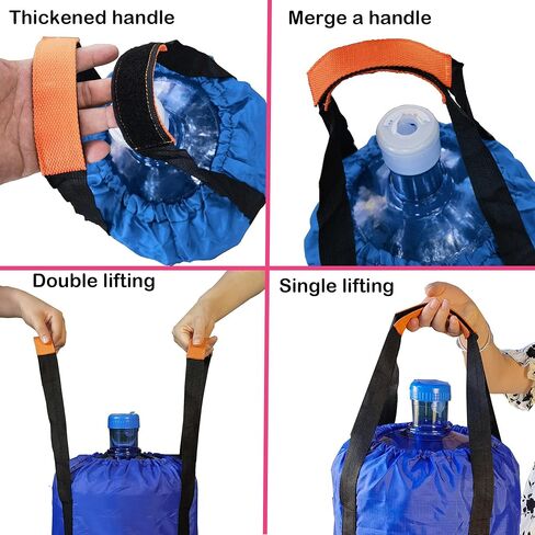 5 Gallon Water Bottle Glass Corboy Carrier Bag with Handle,1 Shoudle Straps,Jug Carrier Easy Carrying,Single Handheld or 1 shoulder,Dual-Person Lift,Dust Cover Fits Standard 5 Gal Jugs,Blue in Saudi Arabia