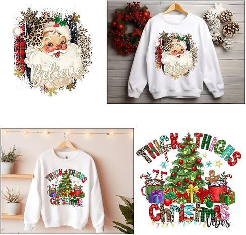 3 Sheets Xmas Heat Transfer Stickers Christmas Iron on Patches Stickers Santa Claus Iron on Transfers Snowman Heat Transfer Decals Winter Deer Vinyl Heat Transfer Applique for Clothes Pillow Hoodie in Saudi Arabia