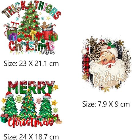 3 Sheets Xmas Heat Transfer Stickers Christmas Iron on Patches Stickers Santa Claus Iron on Transfers Snowman Heat Transfer Decals Winter Deer Vinyl Heat Transfer Applique for Clothes Pillow Hoodie in Saudi Arabia