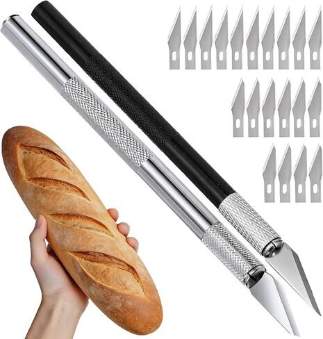 2pcs Upgraded Bread Lame with 20 Blades, Professional Sourdough Scoring Tool for Bread Scoring Tool, Safety Cover & Ergonomic Handle, Lame Breads Tools for Artisan Breads Making in Saudi Arabia