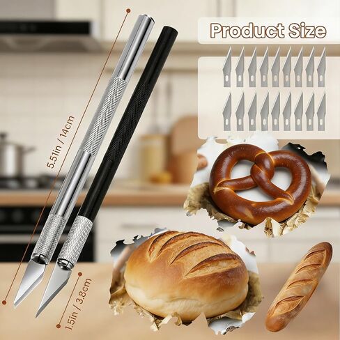 2pcs Upgraded Bread Lame with 20 Blades, Professional Sourdough Scoring Tool for Bread Scoring Tool, Safety Cover & Ergonomic Handle, Lame Breads Tools for Artisan Breads Making in Saudi Arabia