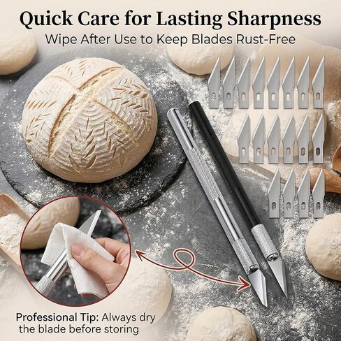 2pcs Upgraded Bread Lame with 20 Blades, Professional Sourdough Scoring Tool for Bread Scoring Tool, Safety Cover & Ergonomic Handle, Lame Breads Tools for Artisan Breads Making in Saudi Arabia