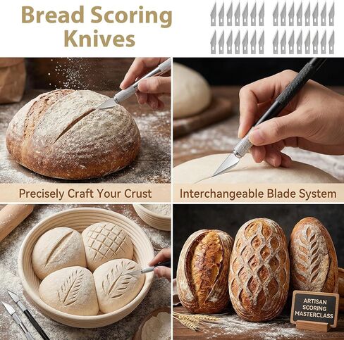 2pcs Upgraded Bread Lame with 20 Blades, Professional Sourdough Scoring Tool for Bread Scoring Tool, Safety Cover & Ergonomic Handle, Lame Breads Tools for Artisan Breads Making in Saudi Arabia