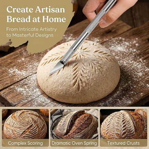 2pcs Upgraded Bread Lame with 20 Blades, Professional Sourdough Scoring Tool for Bread Scoring Tool, Safety Cover & Ergonomic Handle, Lame Breads Tools for Artisan Breads Making in Saudi Arabia
