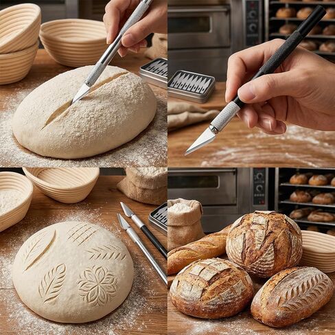 2pcs Upgraded Bread Lame with 20 Blades, Professional Sourdough Scoring Tool for Bread Scoring Tool, Safety Cover & Ergonomic Handle, Lame Breads Tools for Artisan Breads Making in Saudi Arabia