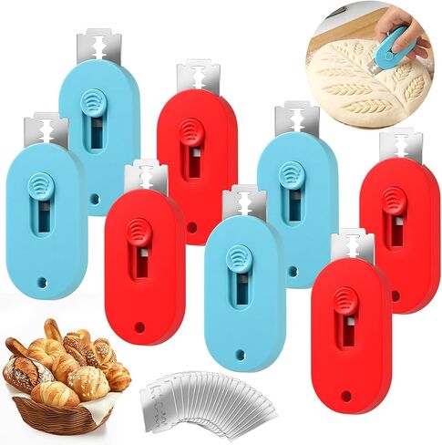 VZZNN 8 Pack Professional Bread Lame,Extractable & Magnetic Bread Lame Dough Scoring Tool for Sourdough Bread baking & Bread Making Tools Scoring Patterns booklet & 20 Razor Blades(Black+White) in Saudi Arabia