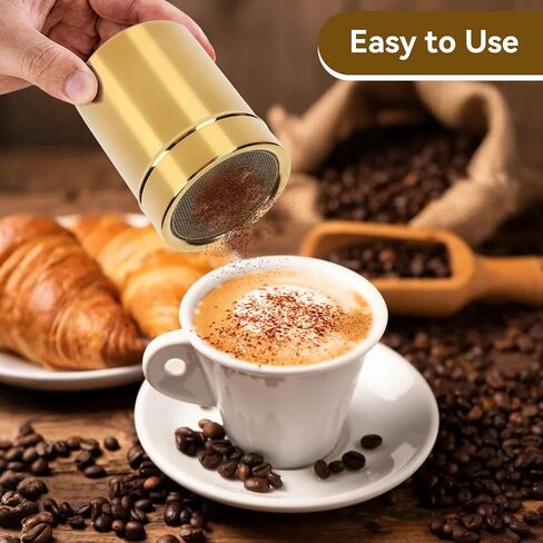 2Pcs Powdered Sugar Shaker Duster, Cinnamon Shaker Flour Sifter Stainless Steel Fine Mesh Powder Shaker Jar for Coffee Cocoa Cinnamon Powder with Lid in Saudi Arabia