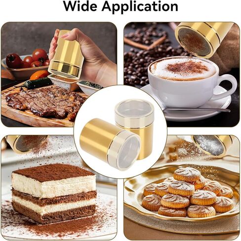 2Pcs Powdered Sugar Shaker Duster, Cinnamon Shaker Flour Sifter Stainless Steel Fine Mesh Powder Shaker Jar for Coffee Cocoa Cinnamon Powder with Lid in Saudi Arabia