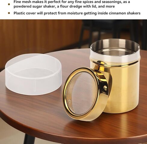 2Pcs Powdered Sugar Shaker Duster, Cinnamon Shaker Flour Sifter Stainless Steel Fine Mesh Powder Shaker Jar for Coffee Cocoa Cinnamon Powder with Lid in Saudi Arabia