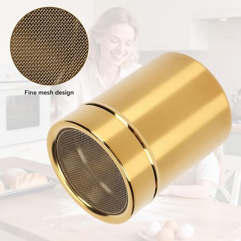 2Pcs Powdered Sugar Shaker Duster, Cinnamon Shaker Flour Sifter Stainless Steel Fine Mesh Powder Shaker Jar for Coffee Cocoa Cinnamon Powder with Lid in Saudi Arabia
