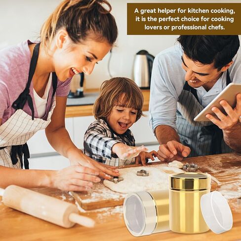2Pcs Powdered Sugar Shaker Duster, Cinnamon Shaker Flour Sifter Stainless Steel Fine Mesh Powder Shaker Jar for Coffee Cocoa Cinnamon Powder with Lid in Saudi Arabia
