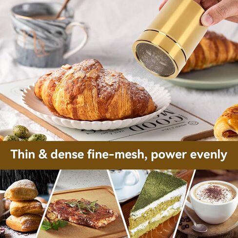 2Pcs Powdered Sugar Shaker Duster, Cinnamon Shaker Flour Sifter Stainless Steel Fine Mesh Powder Shaker Jar for Coffee Cocoa Cinnamon Powder with Lid in Saudi Arabia