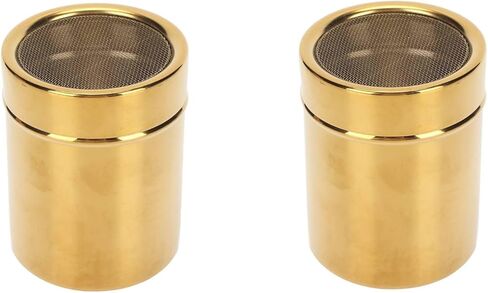 2Pcs Powdered Sugar Shaker Duster, Cinnamon Shaker Flour Sifter Stainless Steel Fine Mesh Powder Shaker Jar for Coffee Cocoa Cinnamon Powder with Lid in Saudi Arabia