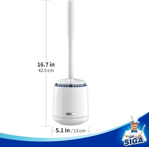 MR.SIGA Toilet Bowl Brush and Holder, Premium Quality, with Solid Handle and Durable Bristles for Bathroom Cleaning, White, 2 Pack in Saudi Arabia