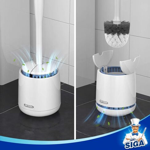 MR.SIGA Toilet Bowl Brush and Holder, Premium Quality, with Solid Handle and Durable Bristles for Bathroom Cleaning, White, 2 Pack in Saudi Arabia