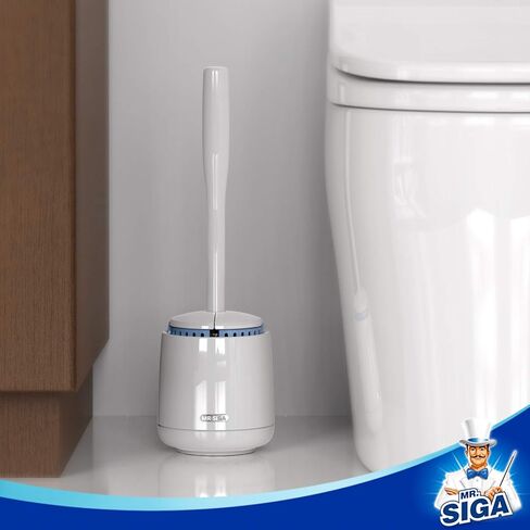 MR.SIGA Toilet Bowl Brush and Holder, Premium Quality, with Solid Handle and Durable Bristles for Bathroom Cleaning, White, 2 Pack in Saudi Arabia
