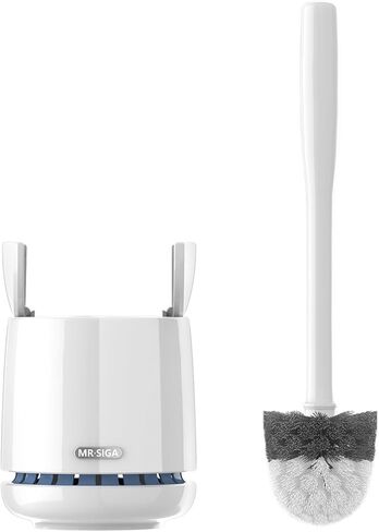MR.SIGA Toilet Bowl Brush and Holder, Premium Quality, with Solid Handle and Durable Bristles for Bathroom Cleaning, White, 2 Pack in Saudi Arabia