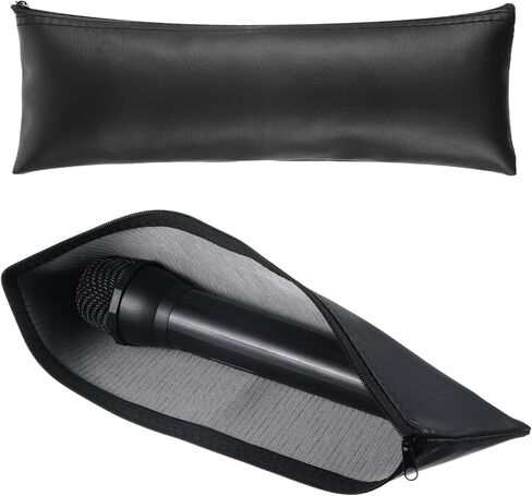 2 Pack Microphone Bags 11.8"x4.72" Black Zipper Pouch Fits for Wired, Wireless Microphone Storage Bag Zipper Pouch Shockproof Vocal Mic Protector Mic Accessories Storage Bag, Easy Carry in Saudi Arabia