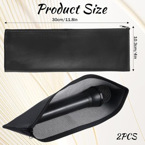 2 Pack Microphone Bags 11.8"x4.72" Black Zipper Pouch Fits for Wired, Wireless Microphone Storage Bag Zipper Pouch Shockproof Vocal Mic Protector Mic Accessories Storage Bag, Easy Carry in Saudi Arabia