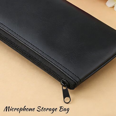 2 Pack Microphone Bags 11.8"x4.72" Black Zipper Pouch Fits for Wired, Wireless Microphone Storage Bag Zipper Pouch Shockproof Vocal Mic Protector Mic Accessories Storage Bag, Easy Carry in Saudi Arabia