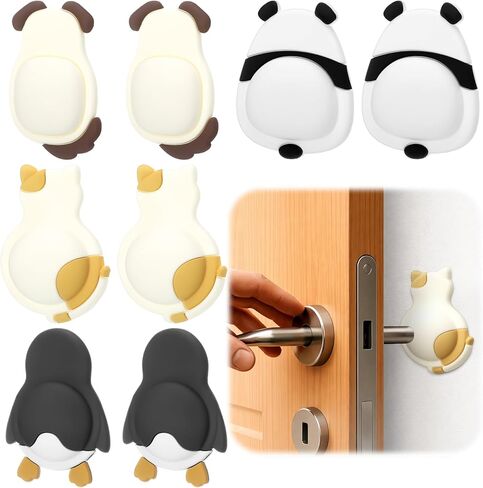 Xuhal 8 Pcs Animal Door Knob Wall Protector Door Stopper for Wall Cute Panda, Cat, Dog, Penguin Shelf Adhesive Bumpers Shock Absorbent Bumpers in Saudi Arabia
