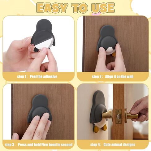 Xuhal 8 Pcs Animal Door Knob Wall Protector Door Stopper for Wall Cute Panda, Cat, Dog, Penguin Shelf Adhesive Bumpers Shock Absorbent Bumpers in Saudi Arabia
