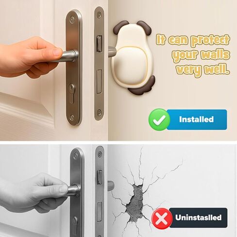 Xuhal 8 Pcs Animal Door Knob Wall Protector Door Stopper for Wall Cute Panda, Cat, Dog, Penguin Shelf Adhesive Bumpers Shock Absorbent Bumpers in Saudi Arabia