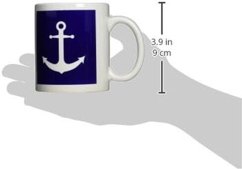 3dRose Navy Blue and White Nautical Anchor Design 11oz Mug in Saudi Arabia