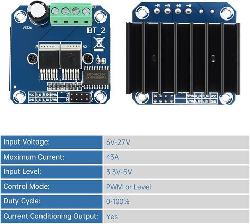 2PCS BTS7960 43A High Power Motor Driver Modules DC 6-27V H-Bridge PWM DC Motor Controller Board Fit for Arduino Smart Car Robot DIY Projects with 40 pcs 10cm Male to Female Connector Wires in Saudi Arabia