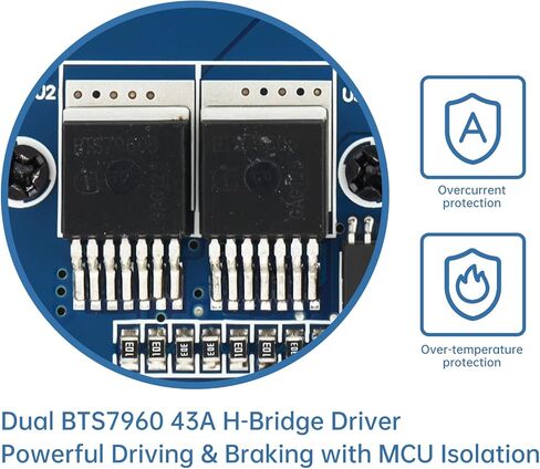 2PCS BTS7960 43A High Power Motor Driver Modules DC 6-27V H-Bridge PWM DC Motor Controller Board Fit for Arduino Smart Car Robot DIY Projects with 40 pcs 10cm Male to Female Connector Wires in Saudi Arabia