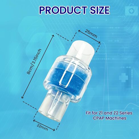 6 Pack Universal Heat Moisture Exchanger/Exchange Filter Replacement for Z1, Z2 HME Humidification Solution Unit, Fit for 22mm Diameter Tubing, Each with Individual Package in Saudi Arabia