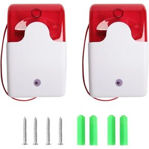 2 pcs 12V Mini Wired Sound Alarm Flashing Light Siren Strobe Home Security System