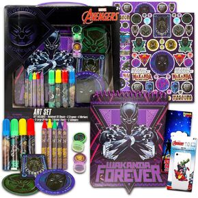 Black Panther Arts and Crafts Set for Kids - Avengers Coloring Bundle with Black Panther Coloring Utensils, Stickers, Stampers and More | Avengers Art Kit