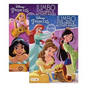 Disney Princess Coloring Book 2 Titles, Fun Game Workbook for Learning Drawing Coloring, Gift for Kids Toddler Activity at Classroom Home, 80 Pages, 2-Pack