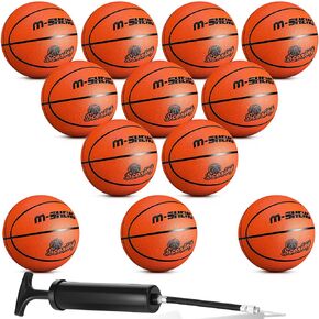 12 Pieces Rubber Basketballs Bulk Official Size 5 (27.5") Kids Youth Basketball Outdoor with Pump for Training and Play Basketballs Teen Boys and Girls Gifts