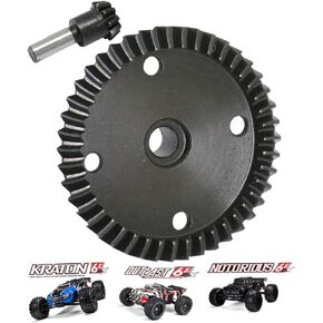 Main Diff Gear 43T & Main Input Gear 10T Upgrades Part for ARRMA 1/8 Kraton/Notorious/Outcast/Talion 6S BLX,1/7 Fireteam/Mojave 6S BLX 4WD,Steel RC Gear Hop Ups,Black,ARA310980,ARA310979