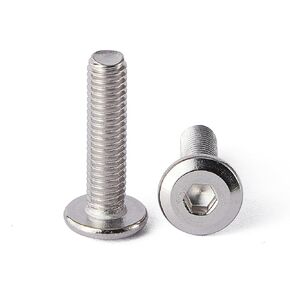 SUNXULIMI M8 x 20mm Flat Round Head Hex Socket Cap Screws Bolts, Furniture Screws, 304 Stainless Steel, Bright Finish, Metric Allen Hex Drive, Fully Threaded, 20PCS