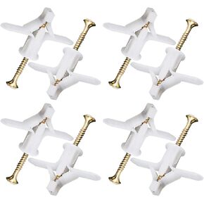 مجموعة مرساة الحوائط الجافة - مجموعة متنوعة من مرساة الحوائط الجافة والجدار المجوف، للجدران الجافة والمراسي والمسامير وخطافات مرساة الحائط ومرساة تبديل الباب المجوف (أبيض 100 قطعة) in Kuwait