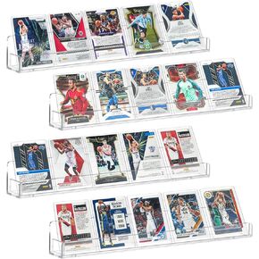 Sports Card Display Shelf for Wall, Wall-Mount PSA Graded Card Holder, Graded Card Display Acrylic Shelves- 4 Pack