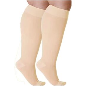 2 Pack Plus Size Compression Socks for Women and Men, 20-30mmhg Extra Large Wide Calf Stockings for Circulation