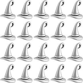 HEALLILY 20Pcs Witch Hat Charms Pendants Alloy Vintage Jewelry Findings Pendants for DIY Jewelry Making Necklace Bracelet (Silver)