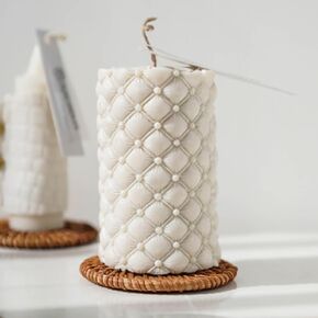 Leather Grain Pillar Candle Mold Scented Wax Molds Handcrafted Silicone Candle Mould Decorated Resin Gypsum Clay Craft Silicone Mold
