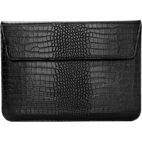 MOSISO Laptop Sleeve Compatible with MacBook Air/Pro,13-13.3 inch Notebook,Compatible with MacBook Pro 14 inch M3 A2918 A2992 M2 A2779 A2442 M1, Crocodile Grain PU Leather Flap Case Bag, Black
