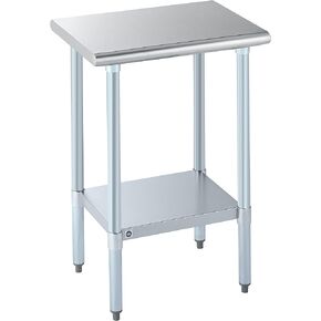 ROCKPOINT Stainless Steel Prep & Work 18x24 Inches, Metal Commercial Kitchen Adjustable Under Shelf and Table Foot for Restaurant, Home and Hotel, 18x24inch, Silver