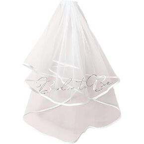 ModParty Silver Bride to Be Veil Women’s Tulle Short Bachelorette Party Veil With Comb Wedding